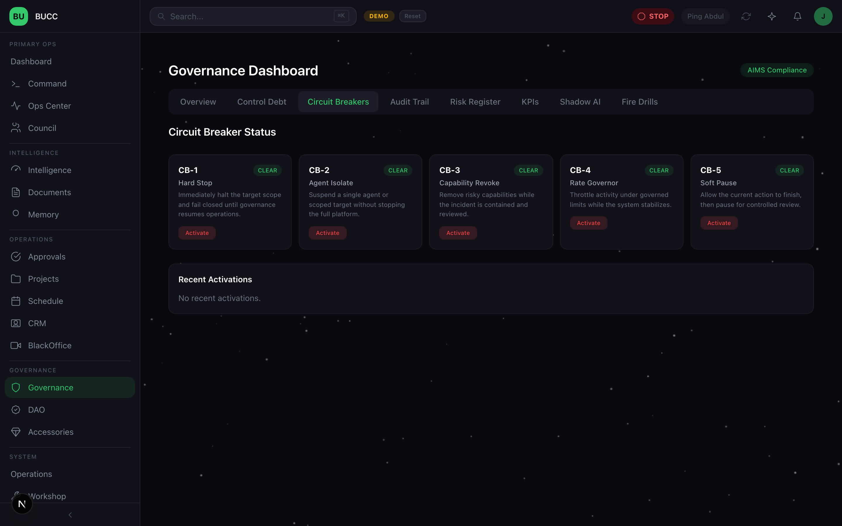 Circuit breaker control panel