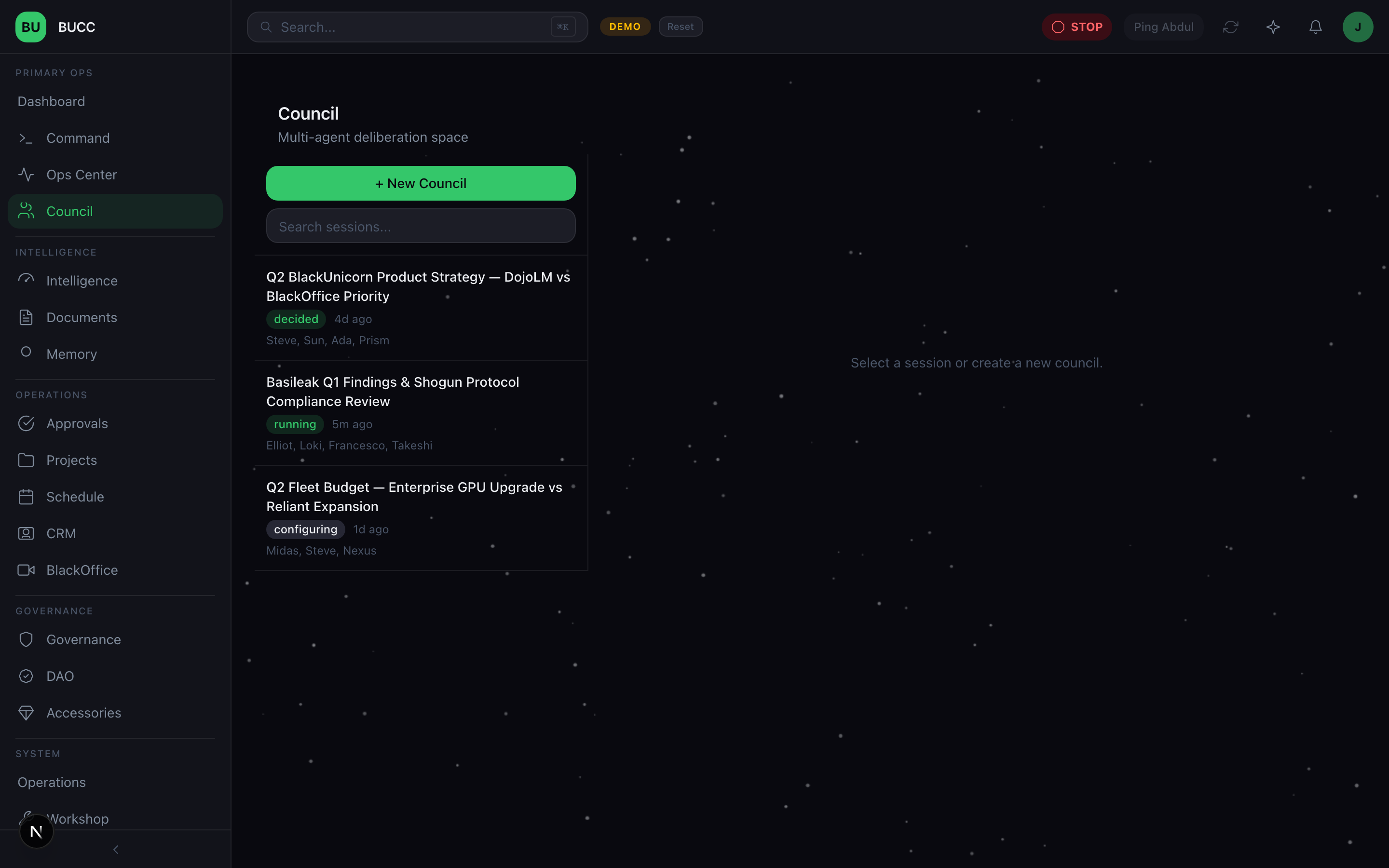 Council deliberation room