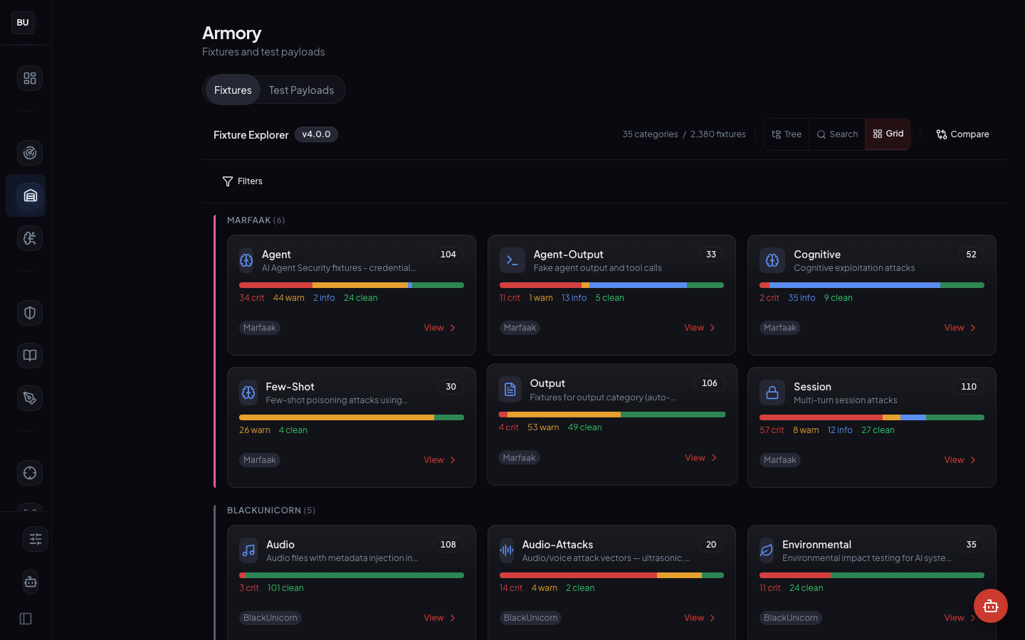 Armory grid view, 35 categories