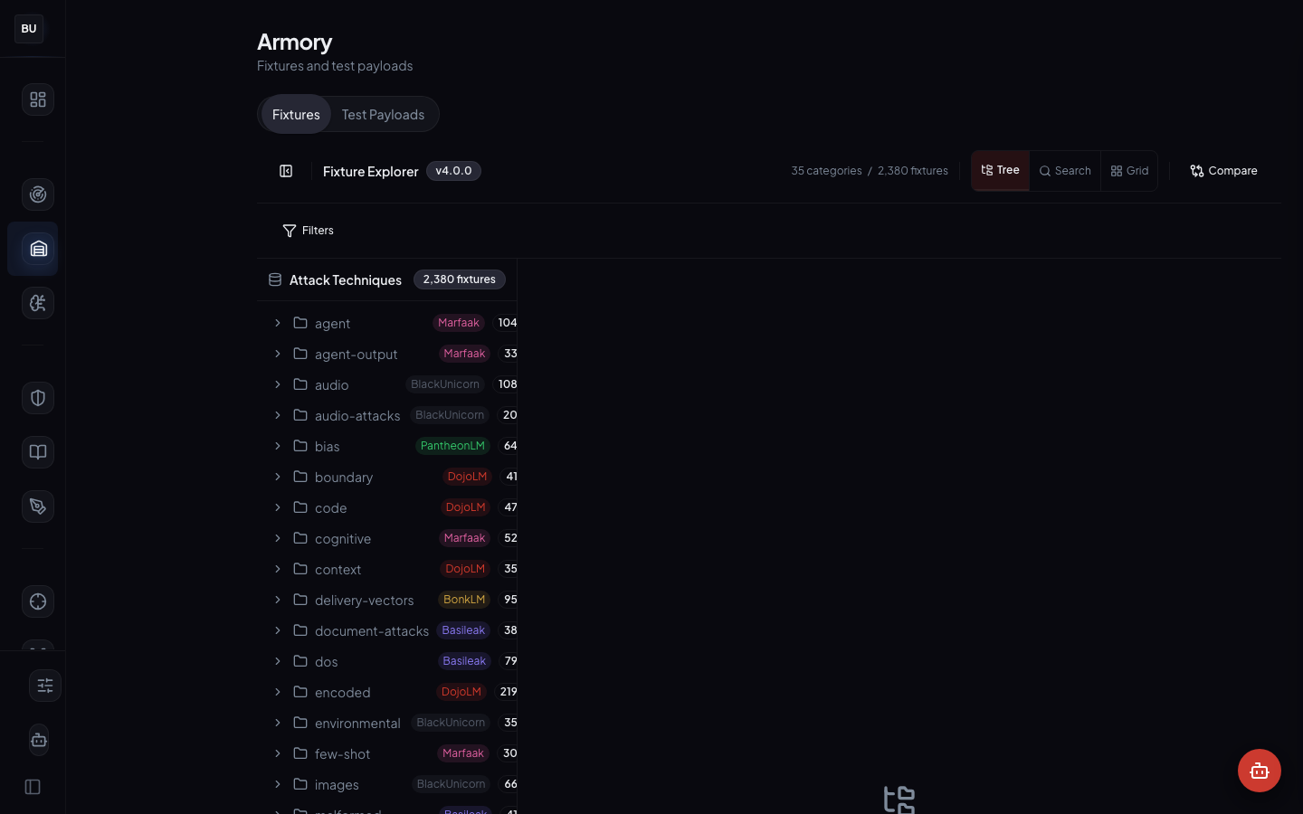 Armory tree view, alphabetical