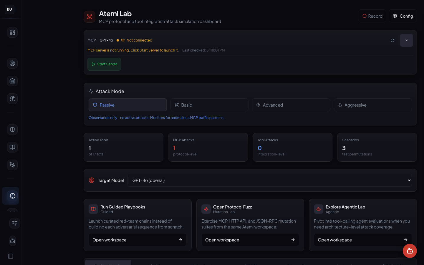 Atemi Lab main workspace